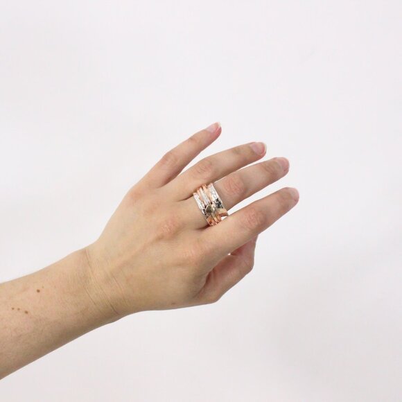 *Spinner Ring 925 Sterling Silver Ring Ring Size q 18K Gold Plated Rose Gold - Picture 3 of 4